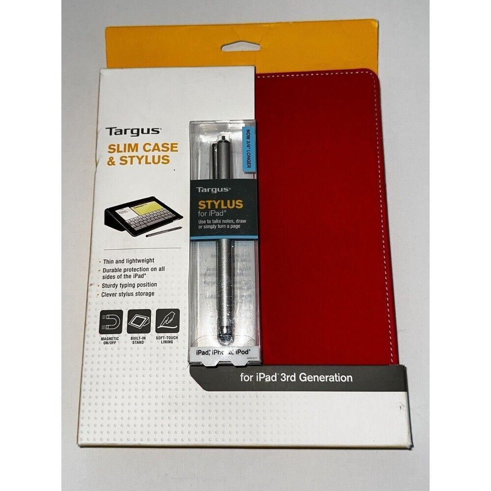 Targus Slim‎ Case & Stylus for Ipad 3rd Generation Magnetic On Red